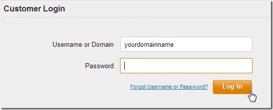 username password ipage web hosting login page