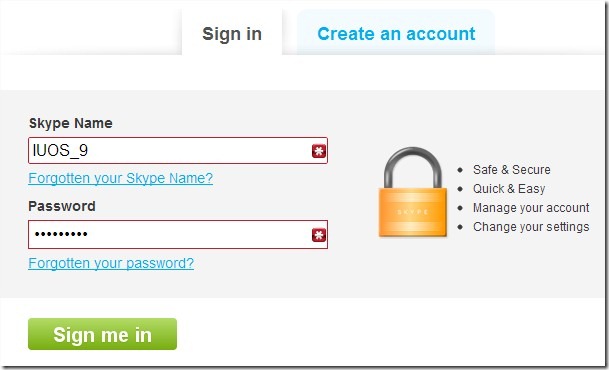 skype sign in page