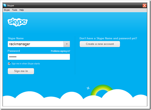 Login page Skype