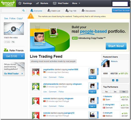 ภาพหน้าจอเมื่อคุณเข้า Openbook eToro จะแสดงเหมือนในนี้ครับ 
