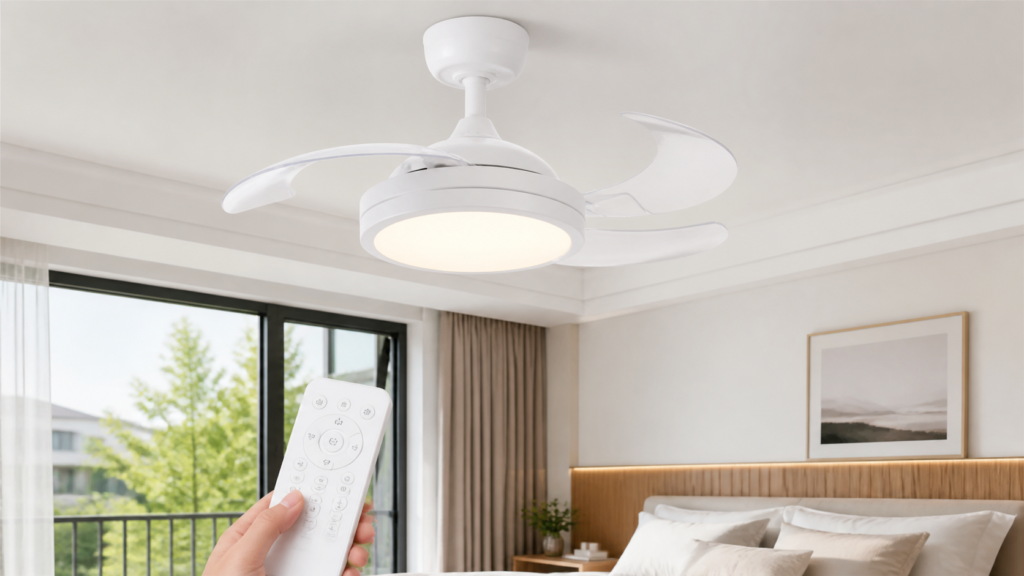 โคมไฟพัดลมเพดาน LED พร้อมรีโมทสำหรับห้องนอนและบ้านพัก